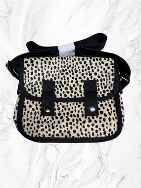 Leopard Print Crossbody Shoulder Bag Black & Cream small purse